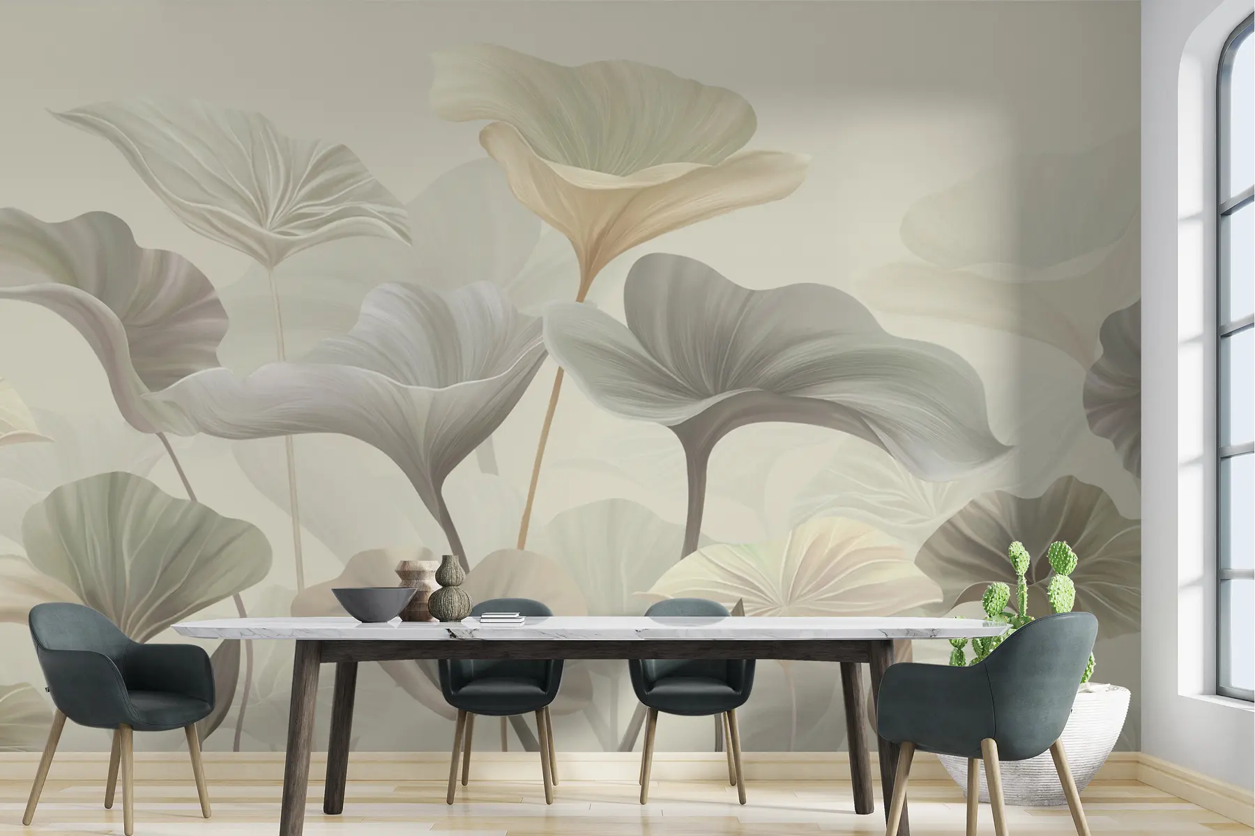 wall murals Прекрасни велики листови у деликатној боји w00385