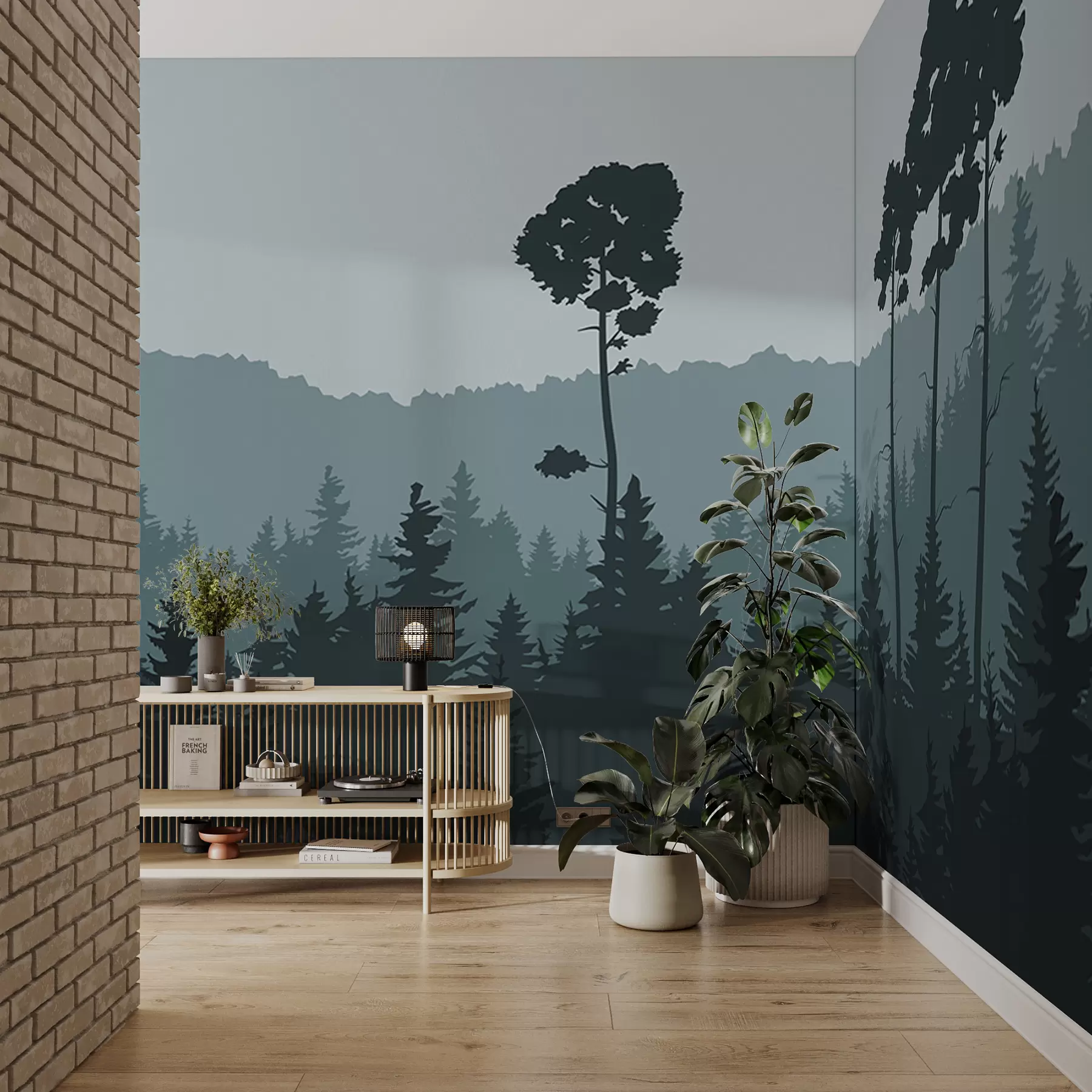 wall murals Планине и високо дрвеће w00377