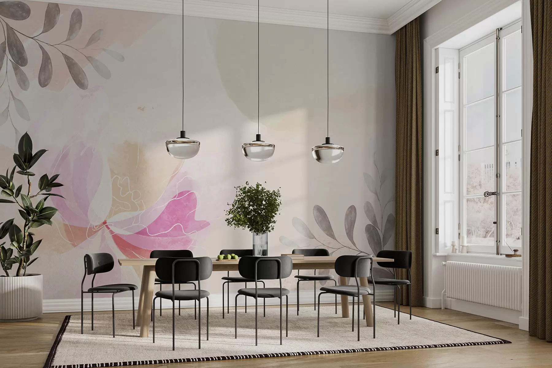 wall murals велики цвет, пастел, акварел, беж боја w00396