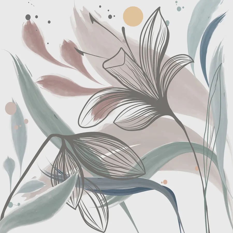 wall murals Два велика цвета на светлој позадини w00411