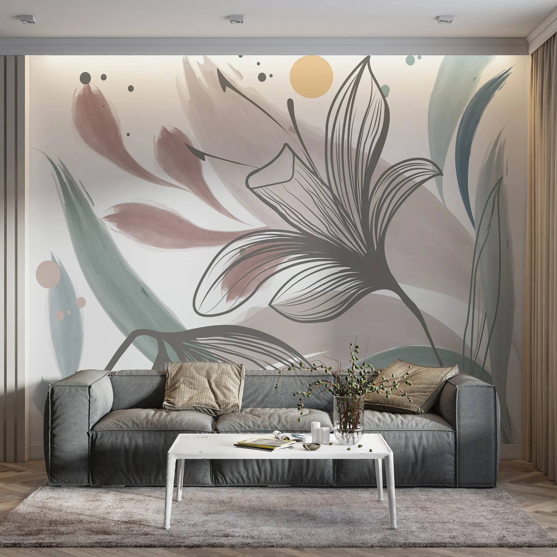 wall murals Два велика цвета на светлој позадини w00411