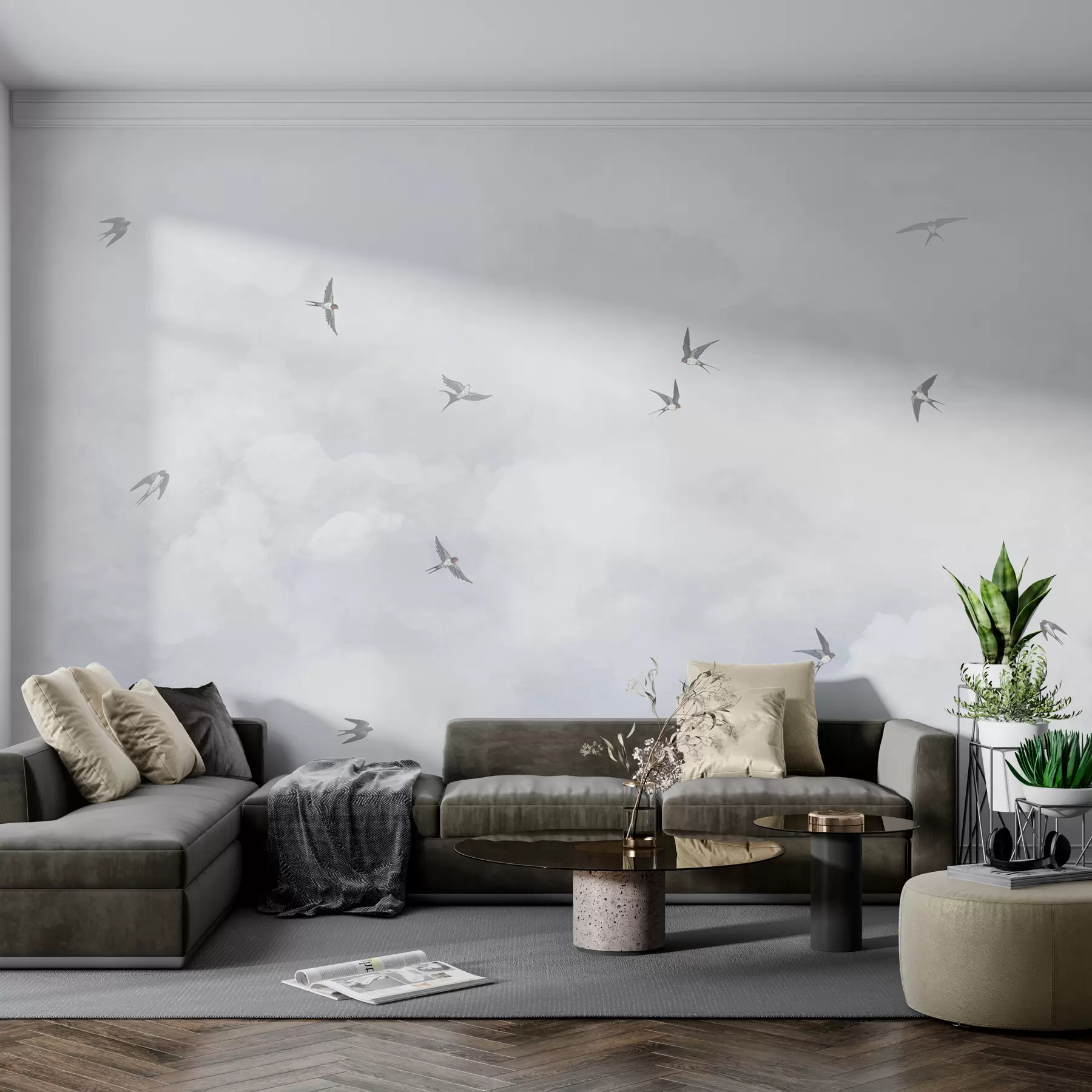 wall murals Плаво небо са ластама w00526