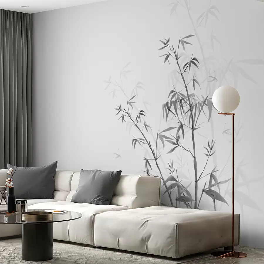 wall murals Стил минимализма Јапанди биљка бамбус Цхиноисерие сиве боје w00546v1