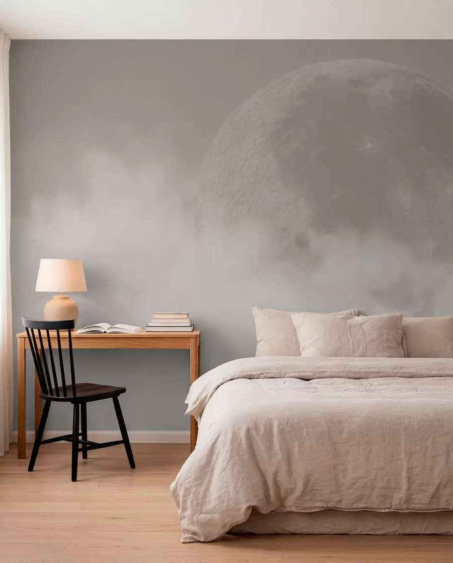 wall murals Велики месец међу облацима у стилу поткровља беж боје w00548
