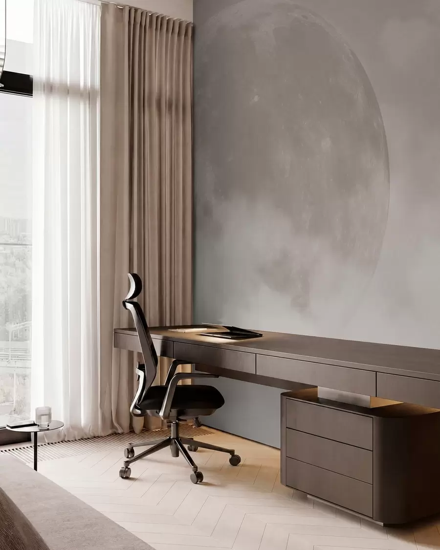 wall murals Велики месец међу облацима у стилу поткровља беж боје w00548