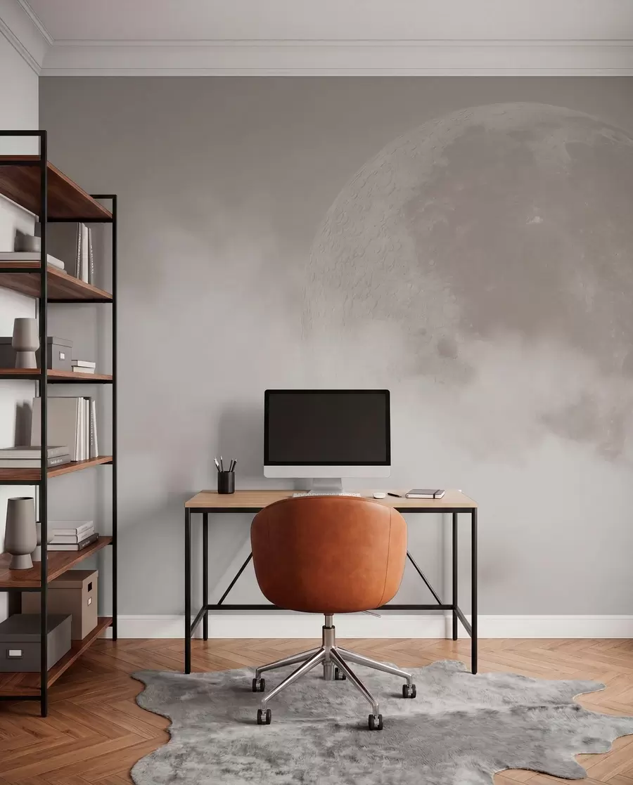 wall murals Велики месец међу облацима у стилу поткровља беж боје w00548