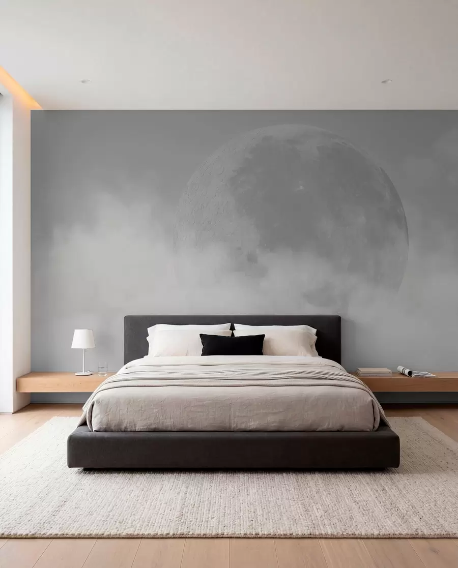 wall murals Велики месец међу облацима сиве боје у стилу поткровља w00548v1