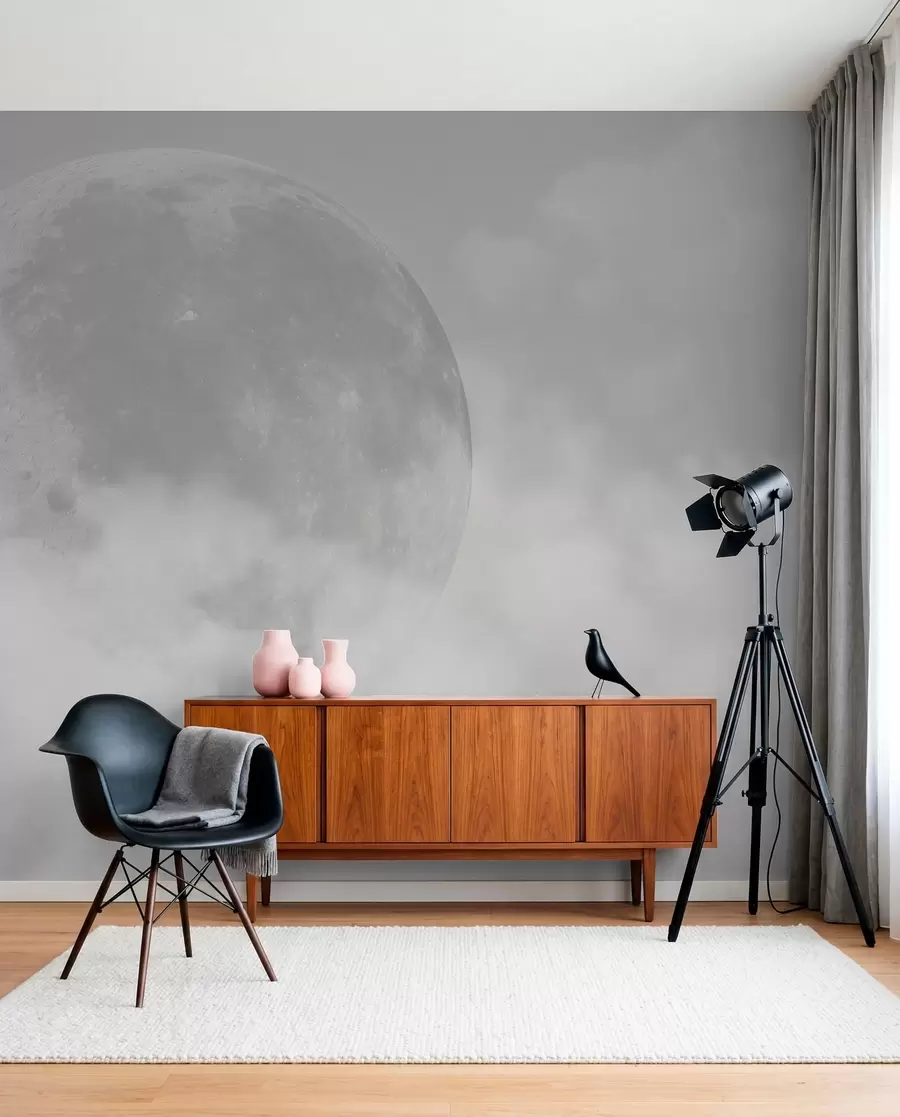 wall murals Велики месец међу облацима сиве боје у стилу поткровља w00548v1