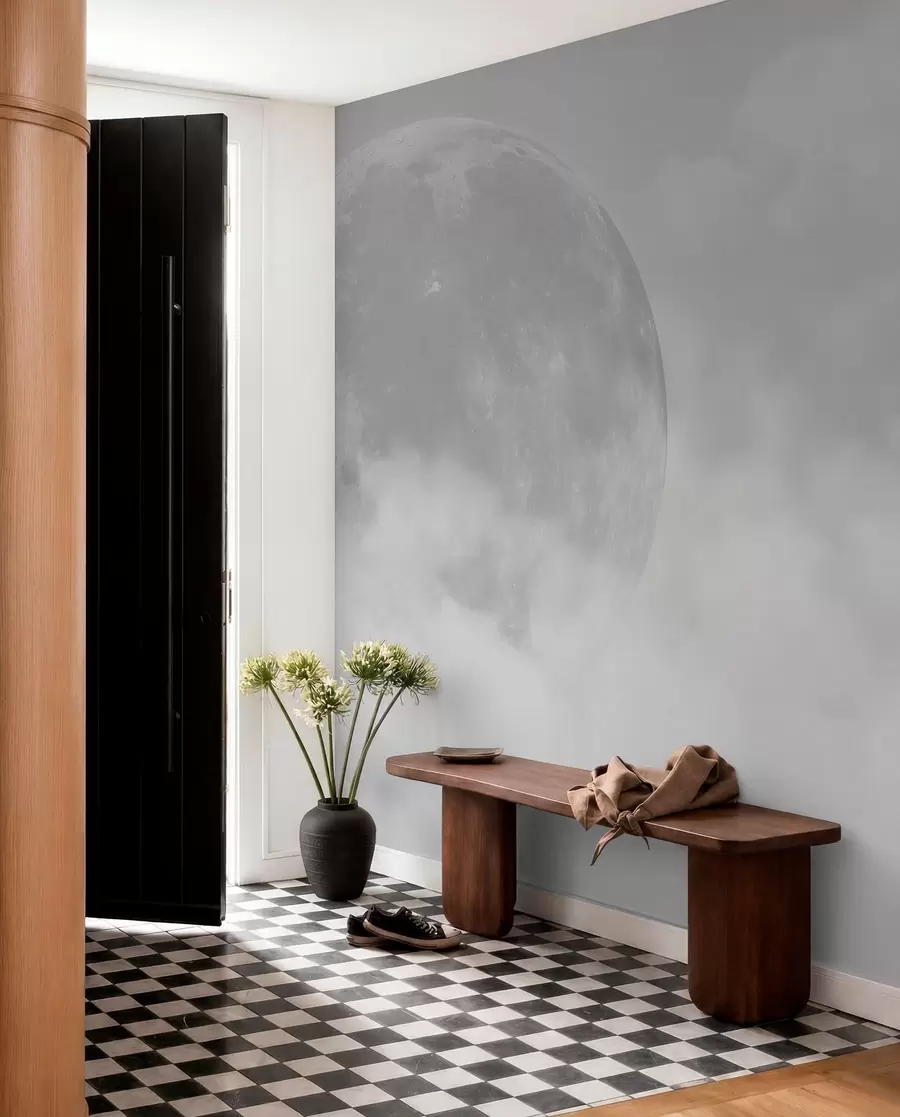 wall murals Велики месец међу облацима сиве боје у стилу поткровља w00548v1