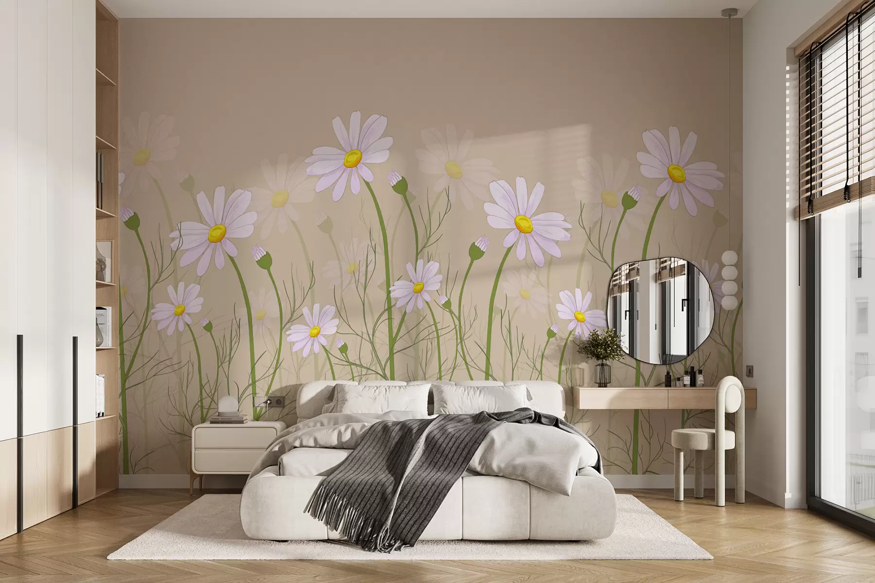 wall murals велике тратинчице на беж позадини w00802