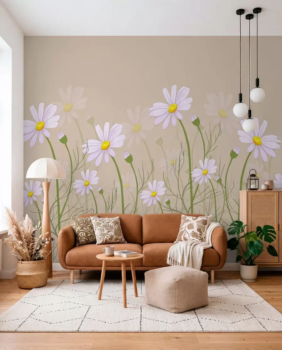 wall murals велике тратинчице на беж позадини w00802