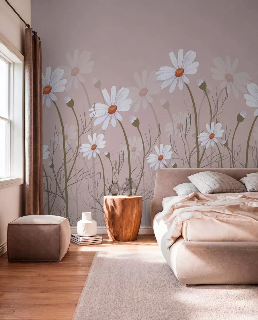 wall murals велике тратинчице на ружичастој позадини w00802v1