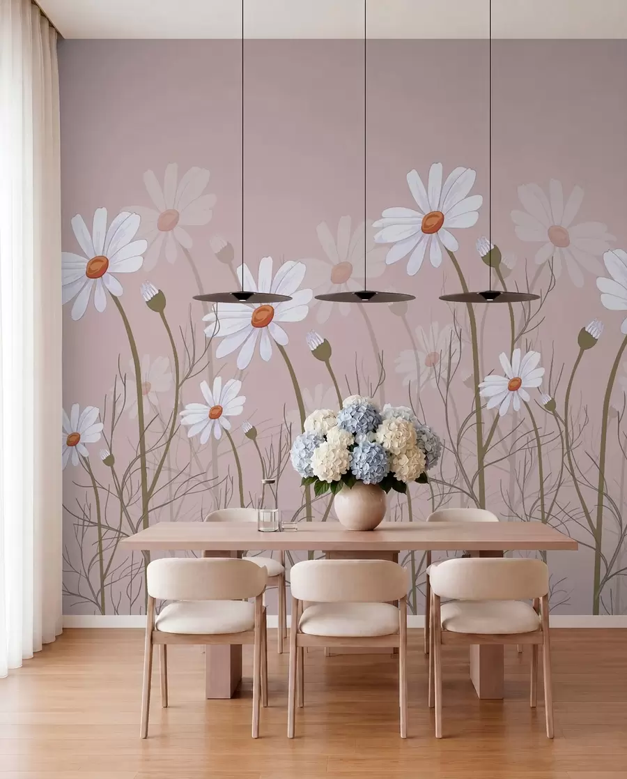 wall murals велике тратинчице на ружичастој позадини w00802v1