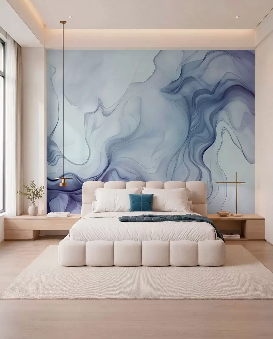 wall murals Обојени апстрактни таласи на светлој позадини w01185v1