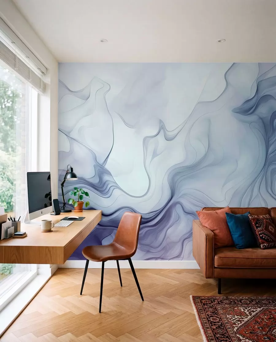 wall murals Обојени апстрактни таласи на светлој позадини w01185v1