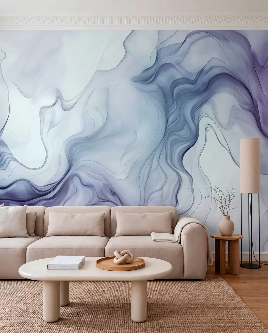 wall murals Обојени апстрактни таласи на светлој позадини w01185v1