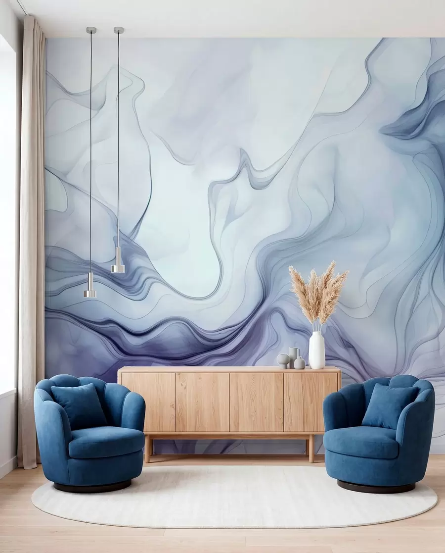 wall murals Обојени апстрактни таласи на светлој позадини w01185v1