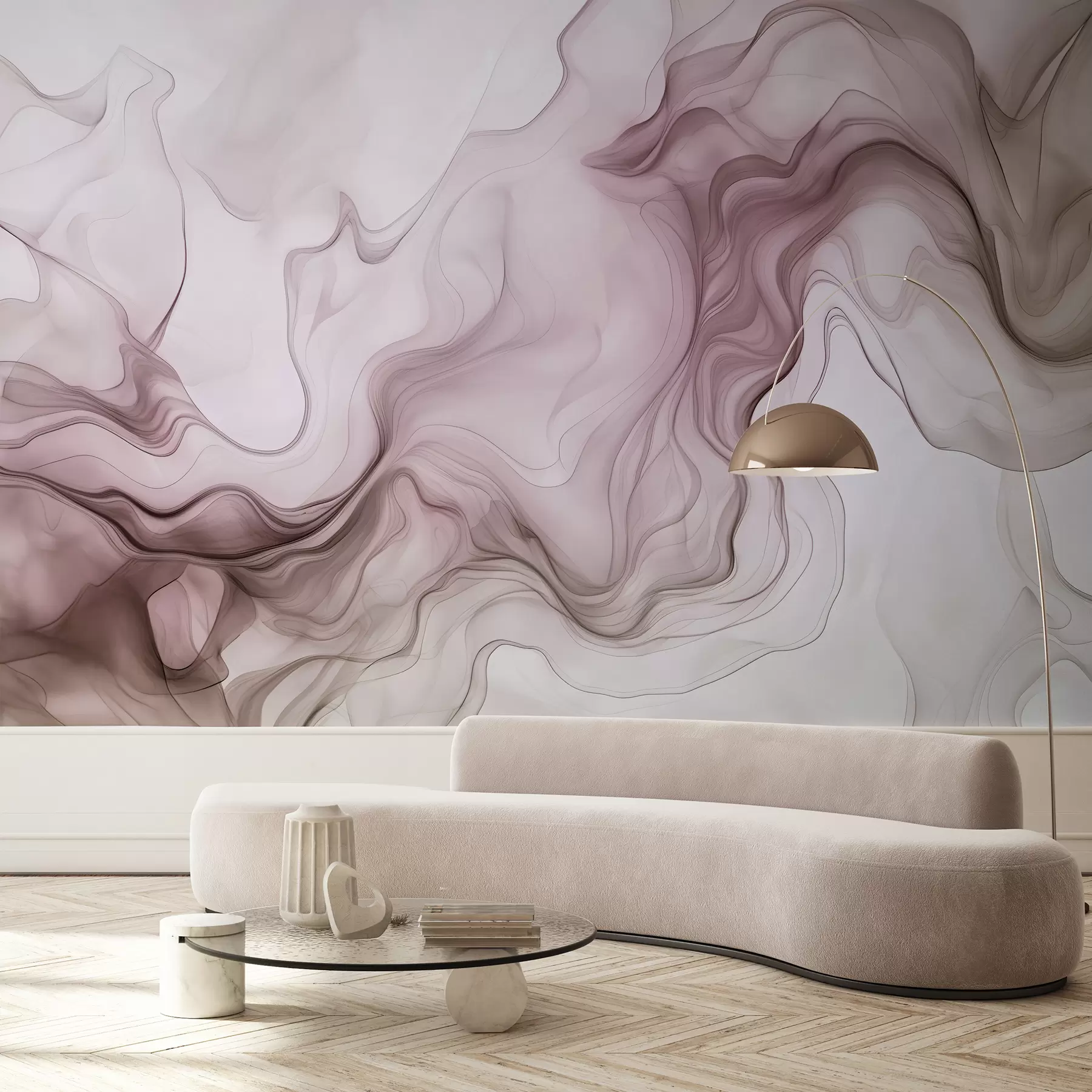 wall murals Пастелни апстрактни таласи на светлој позадини w01185v2