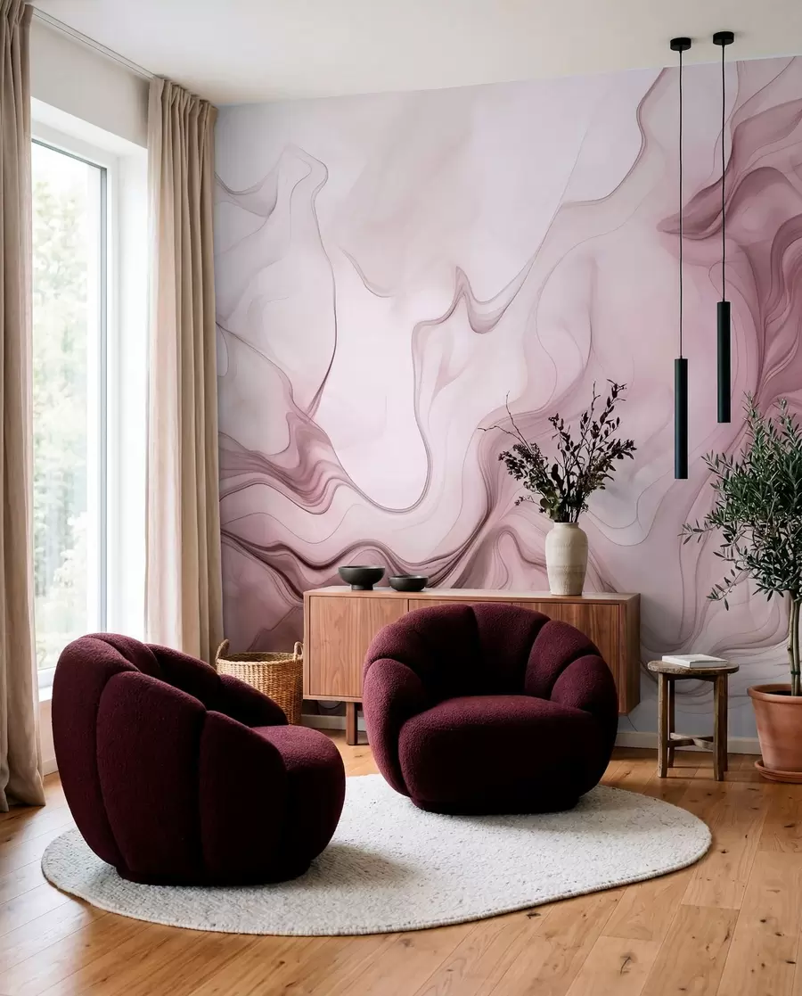 wall murals Пастелни апстрактни таласи на светлој позадини w01185v2