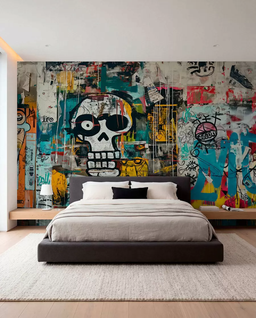 wall murals Шарени графити у баскијатовском стилу w01187