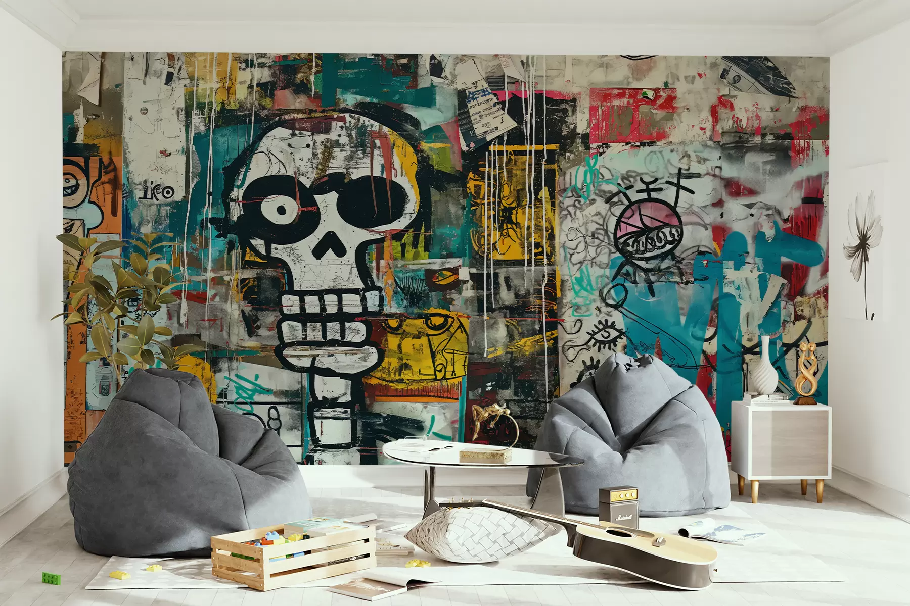 wall murals Шарени графити у баскијатовском стилу w01187