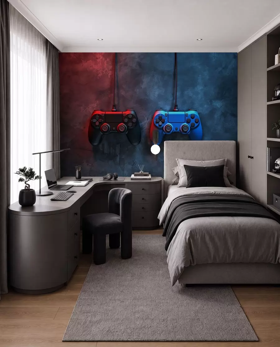 wall murals црно-плави ДуалСхоцк на тамној позадини w01189
