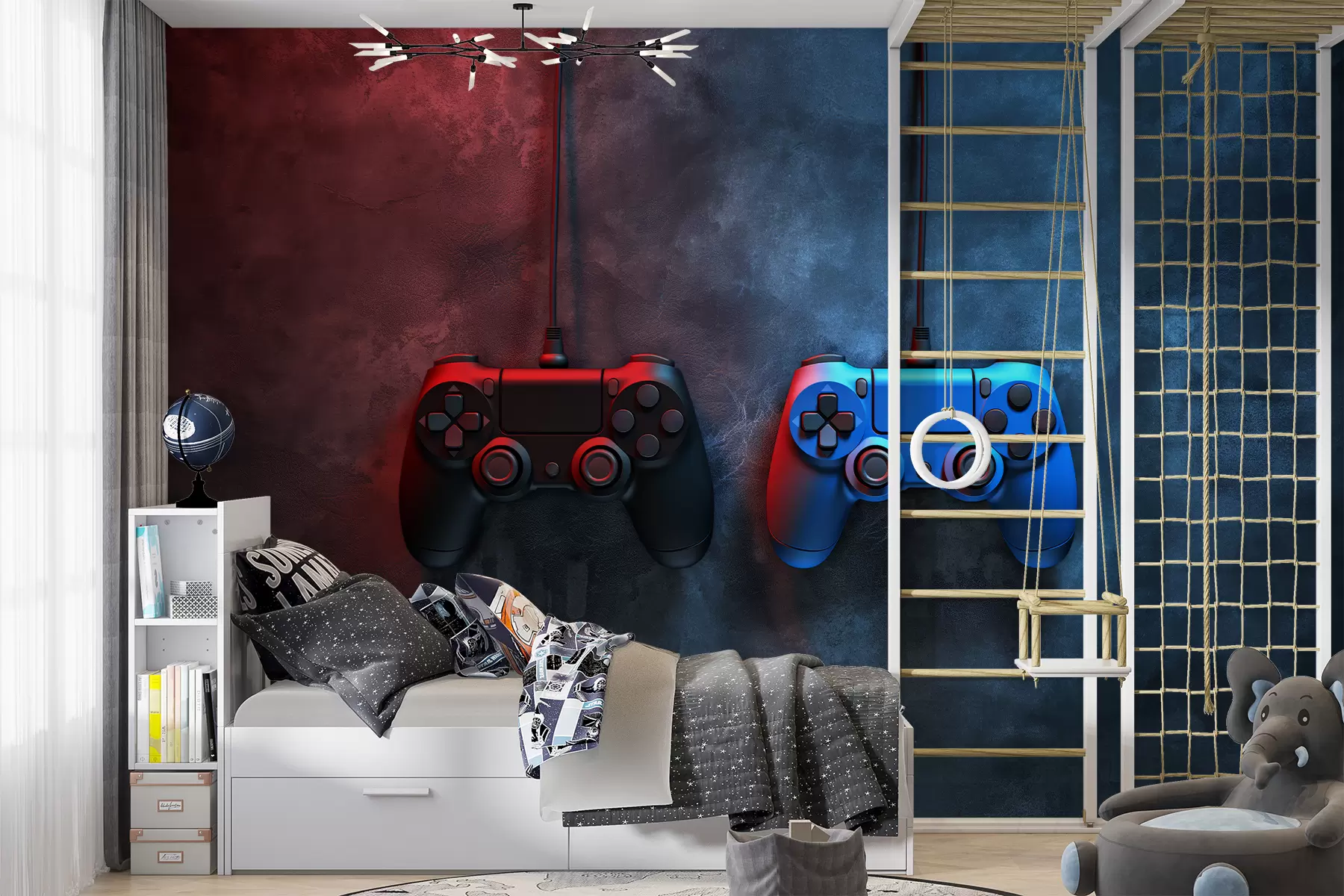wall murals црно-плави ДуалСхоцк на тамној позадини w01189