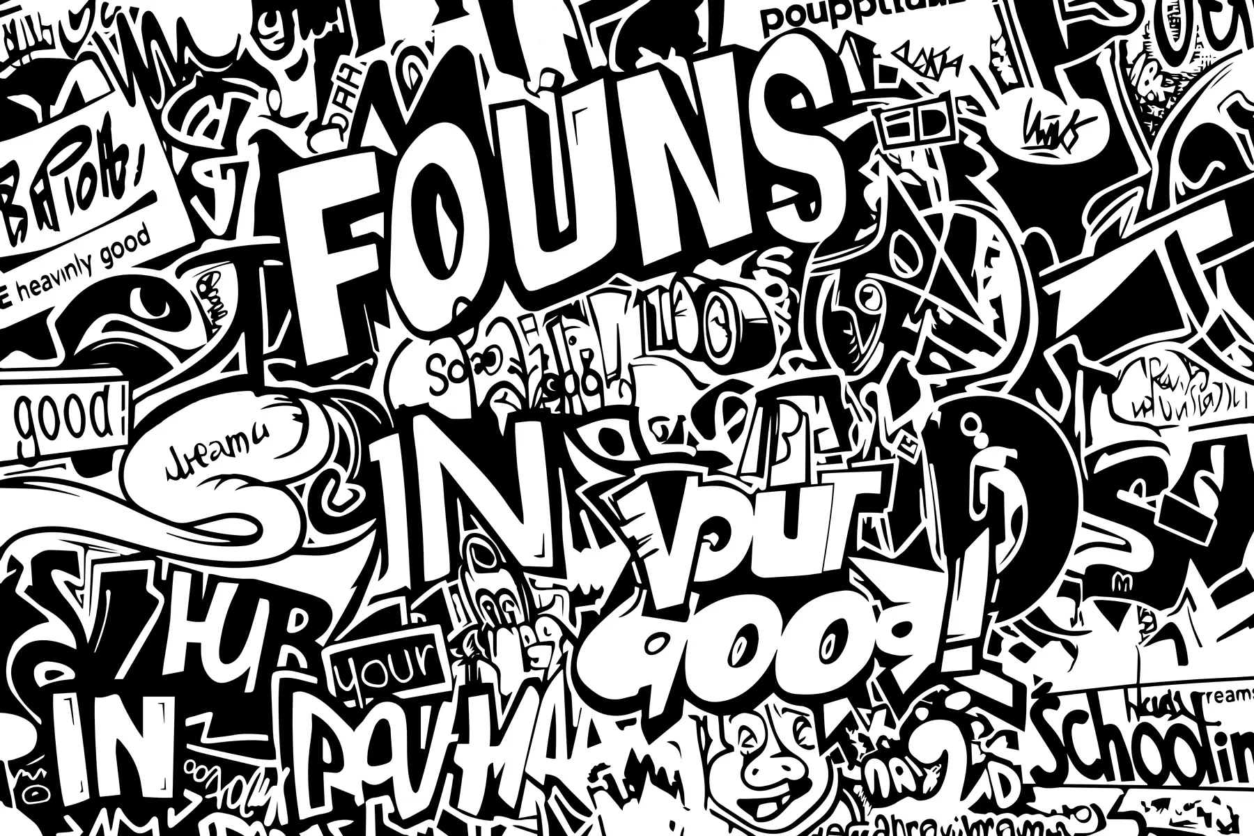 wall murals Црно-бели графити w01190