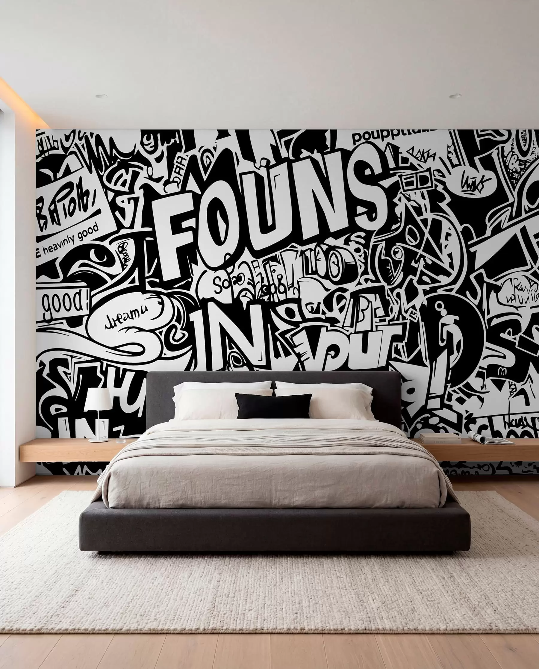 wall murals Црно-бели графити w01190