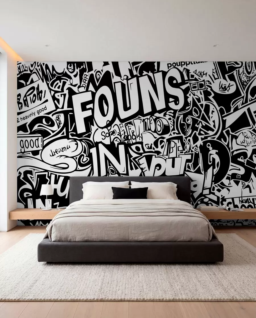 wall murals Црно-бели графити w01190