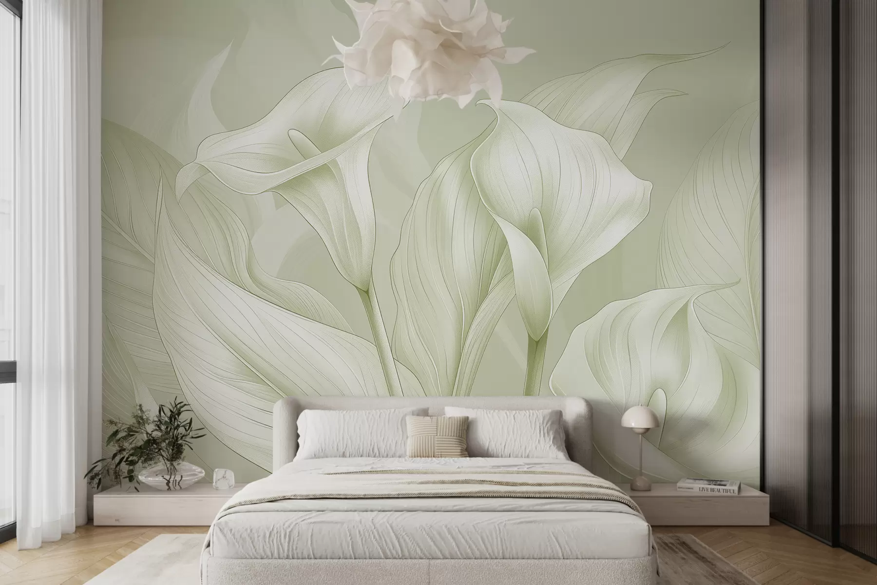 wall murals нежни цветови зелене боје w01195v3