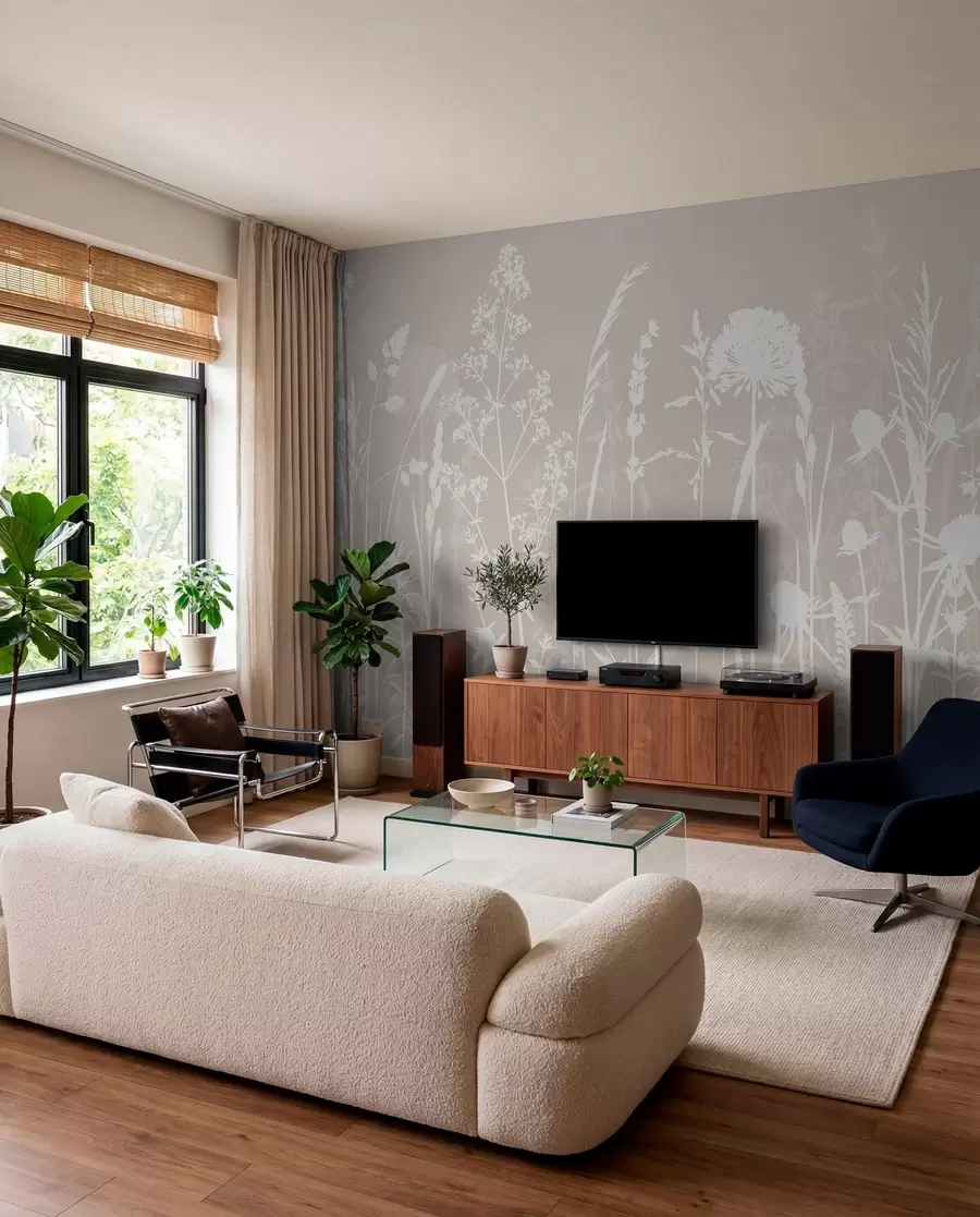 wall murals Нежне пољске биљке и цвеће минимализам w01270