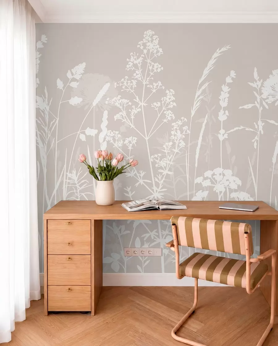 wall murals Нежне пољске биљке и цвеће минимализам w01270