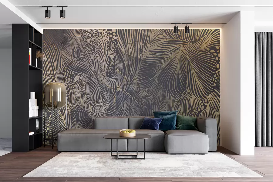 wall murals Луксузна штампа са апстрактном текстуром са преклапајућим органским облицима и линијама w01243