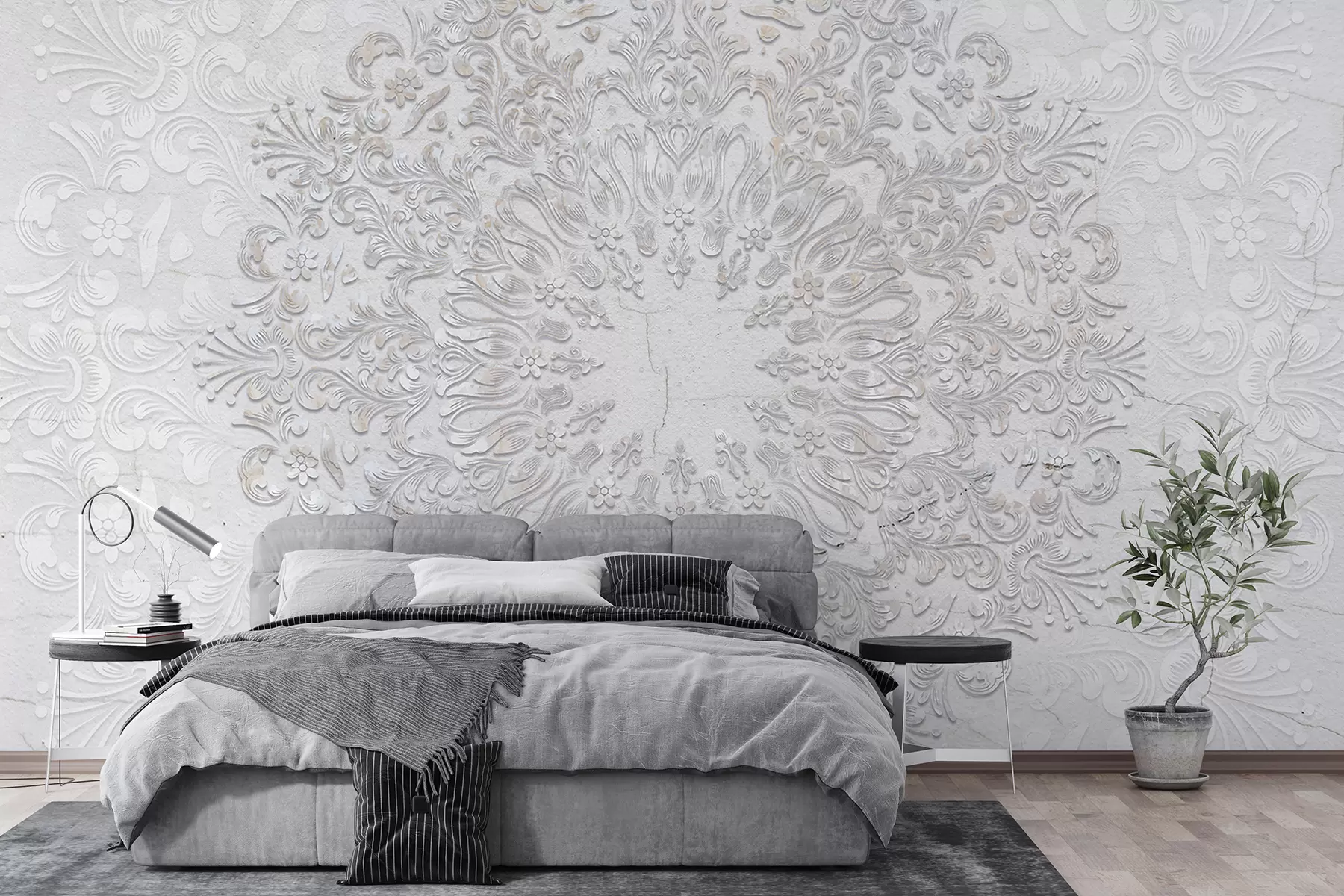 wall murals Веома детаљан отисак мандала ствара прелеп и деликатан дизајн чипке w01249