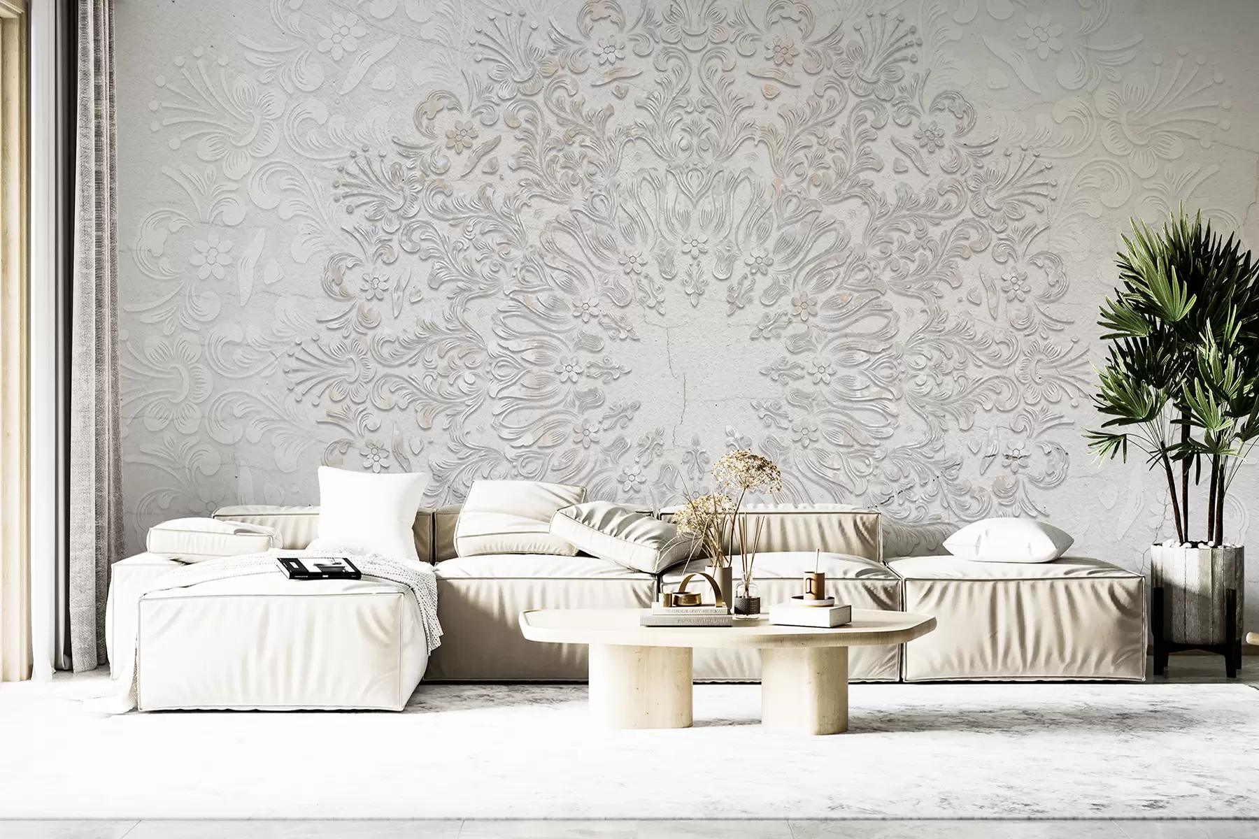 wall murals Веома детаљан отисак мандала ствара прелеп и деликатан дизајн чипке w01249