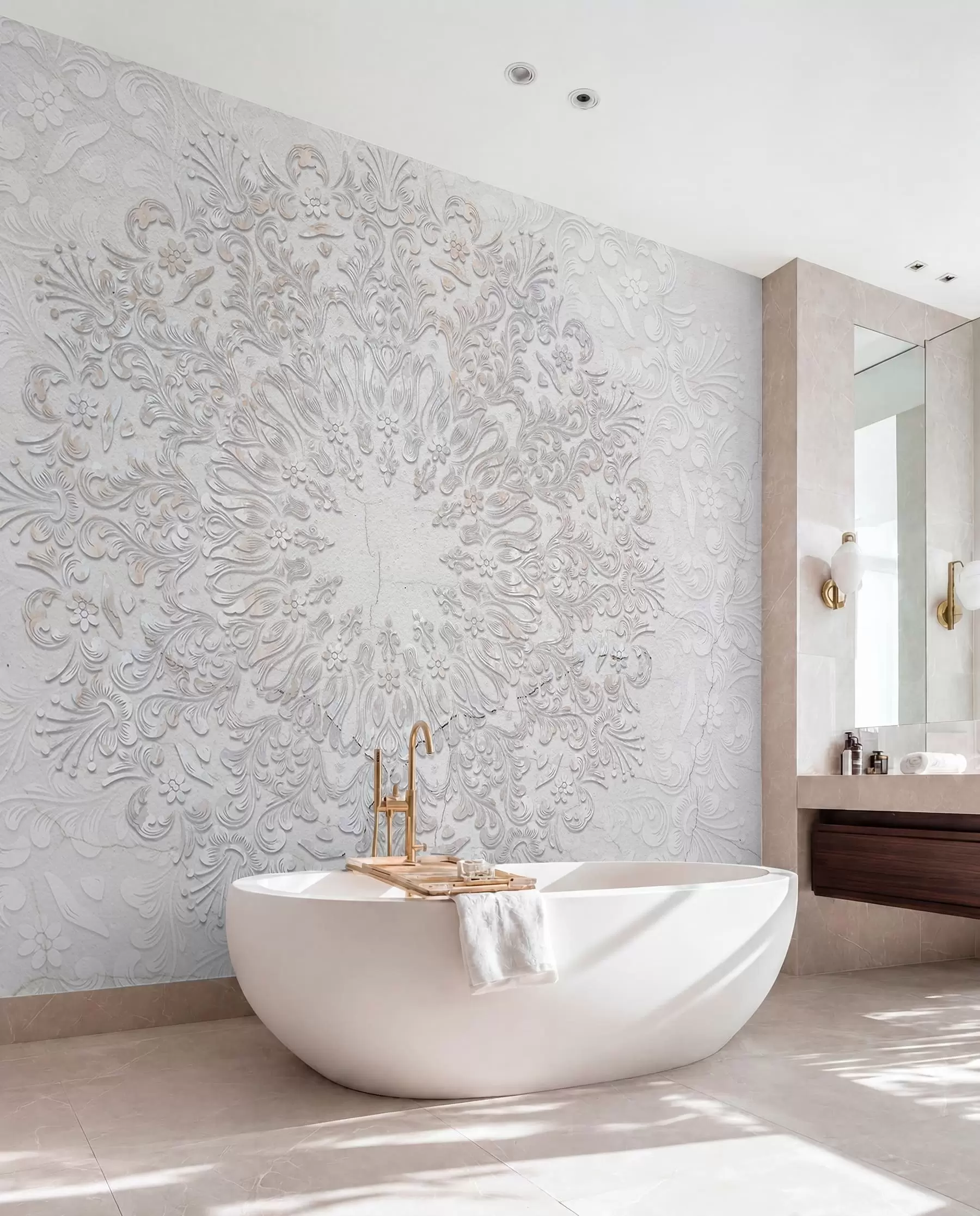 wall murals Веома детаљан отисак мандала ствара прелеп и деликатан дизајн чипке w01249
