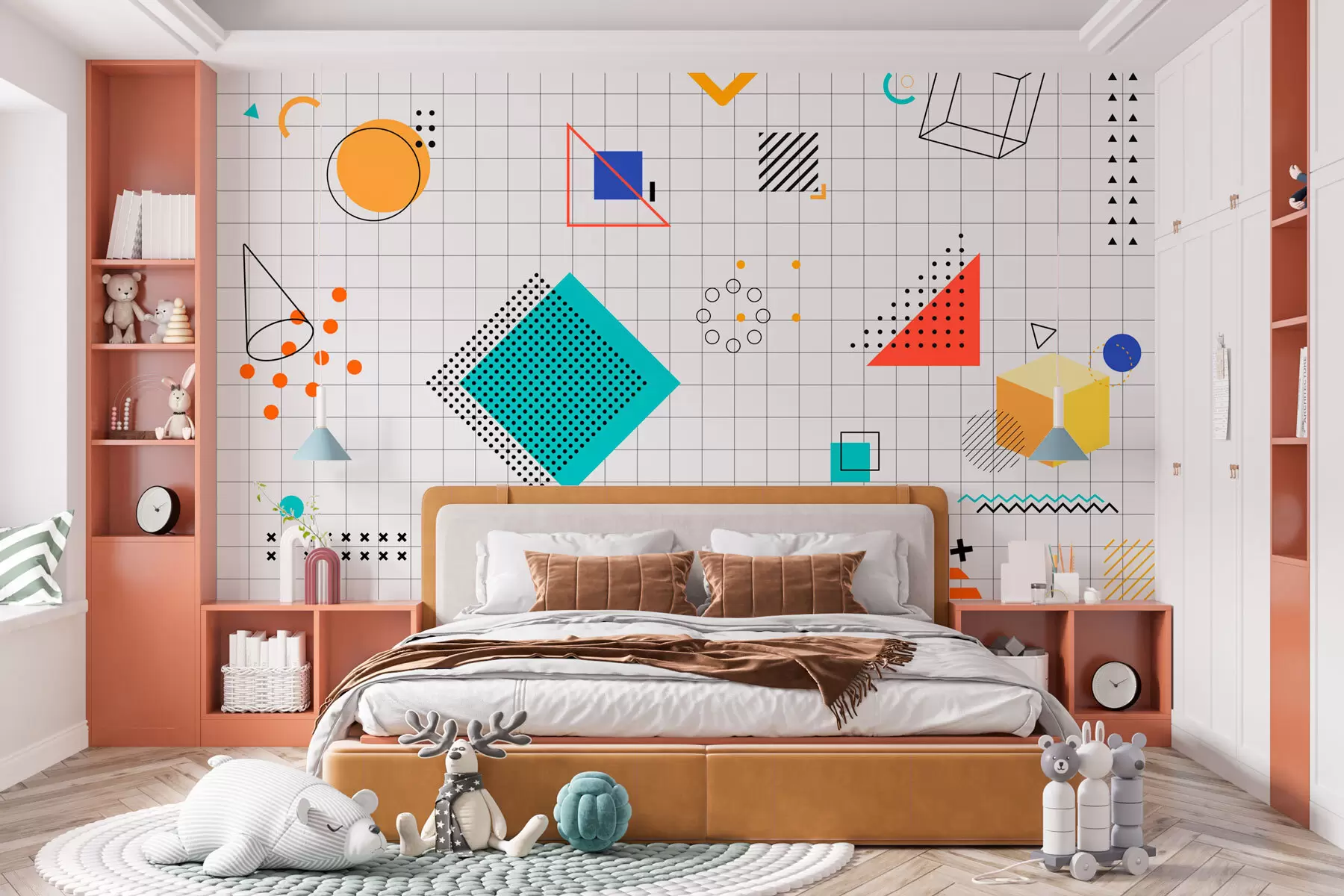 wall murals Геометријске тапете за дечију собу школску учионицу w07909