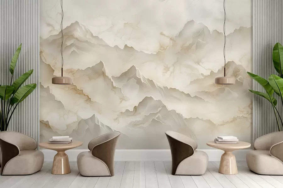 wall murals Планински пејзаж са обилним стенама у стилу меког оникса w01279