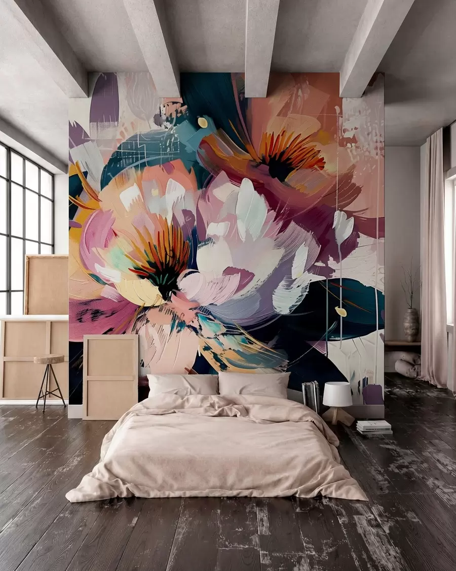 wall murals Велики цветови су насликани уљем w07940