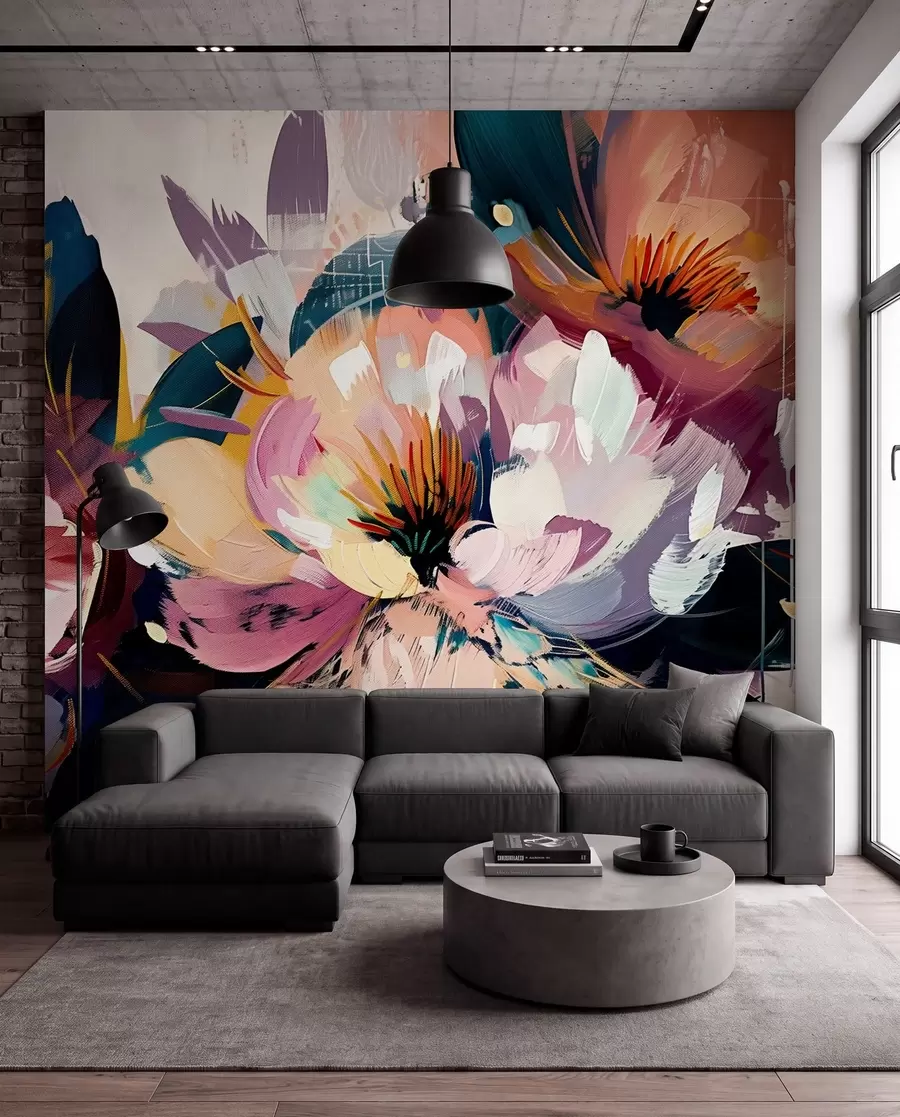 wall murals Велики цветови су насликани уљем w07940