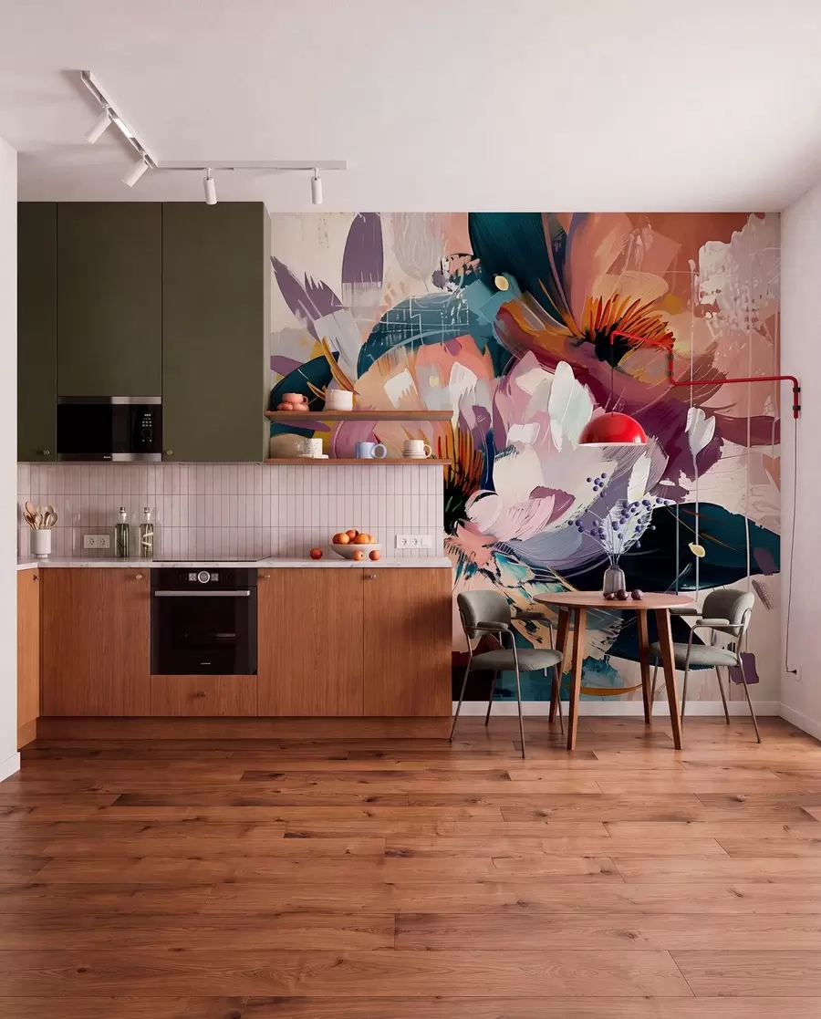 wall murals Велики цветови су насликани уљем w07940