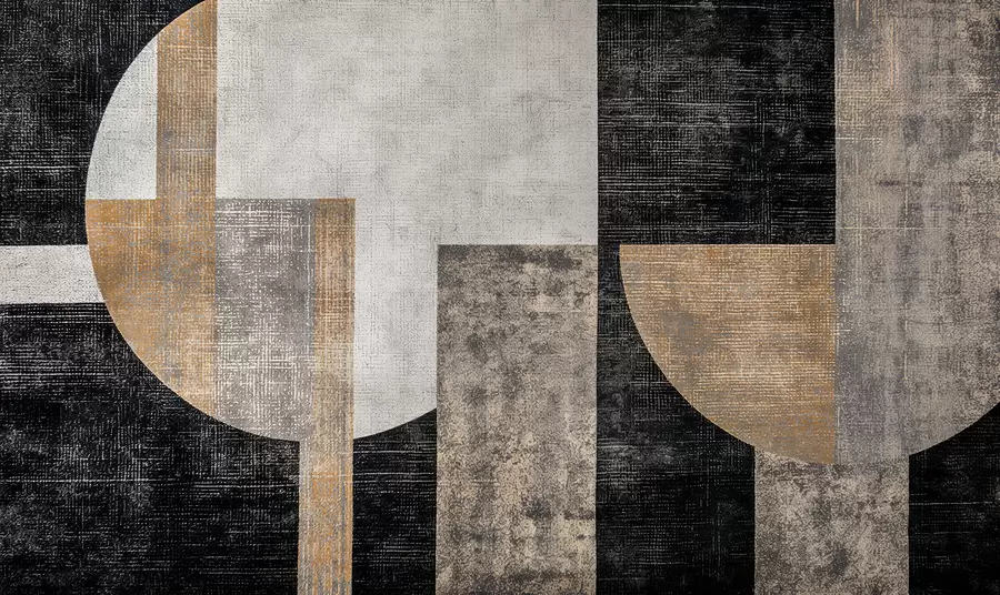 wall murals Модерна текстурирана апстракција у црној и наранџастој боји w07878