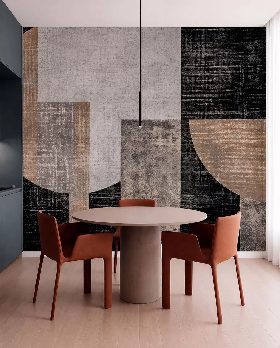 wall murals Модерна текстурирана апстракција у црној и наранџастој боји w07878