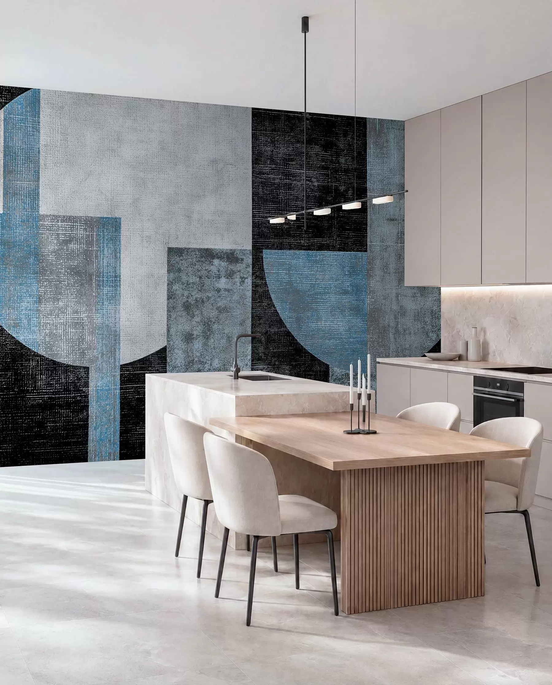 wall murals Модерна текстурирана апстракција у црно-плавим бојама w07878v1