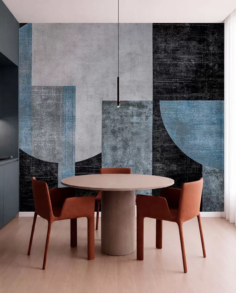wall murals Модерна текстурирана апстракција у црно-плавим бојама w07878v1