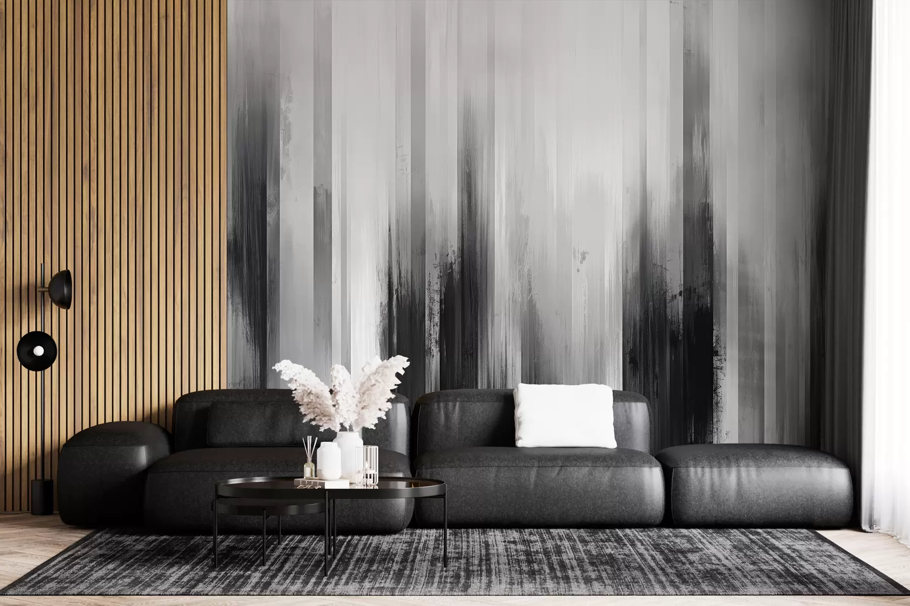 wall murals апстрактна позадина са вертикалним пругама у црно-белим бојама w07945v3