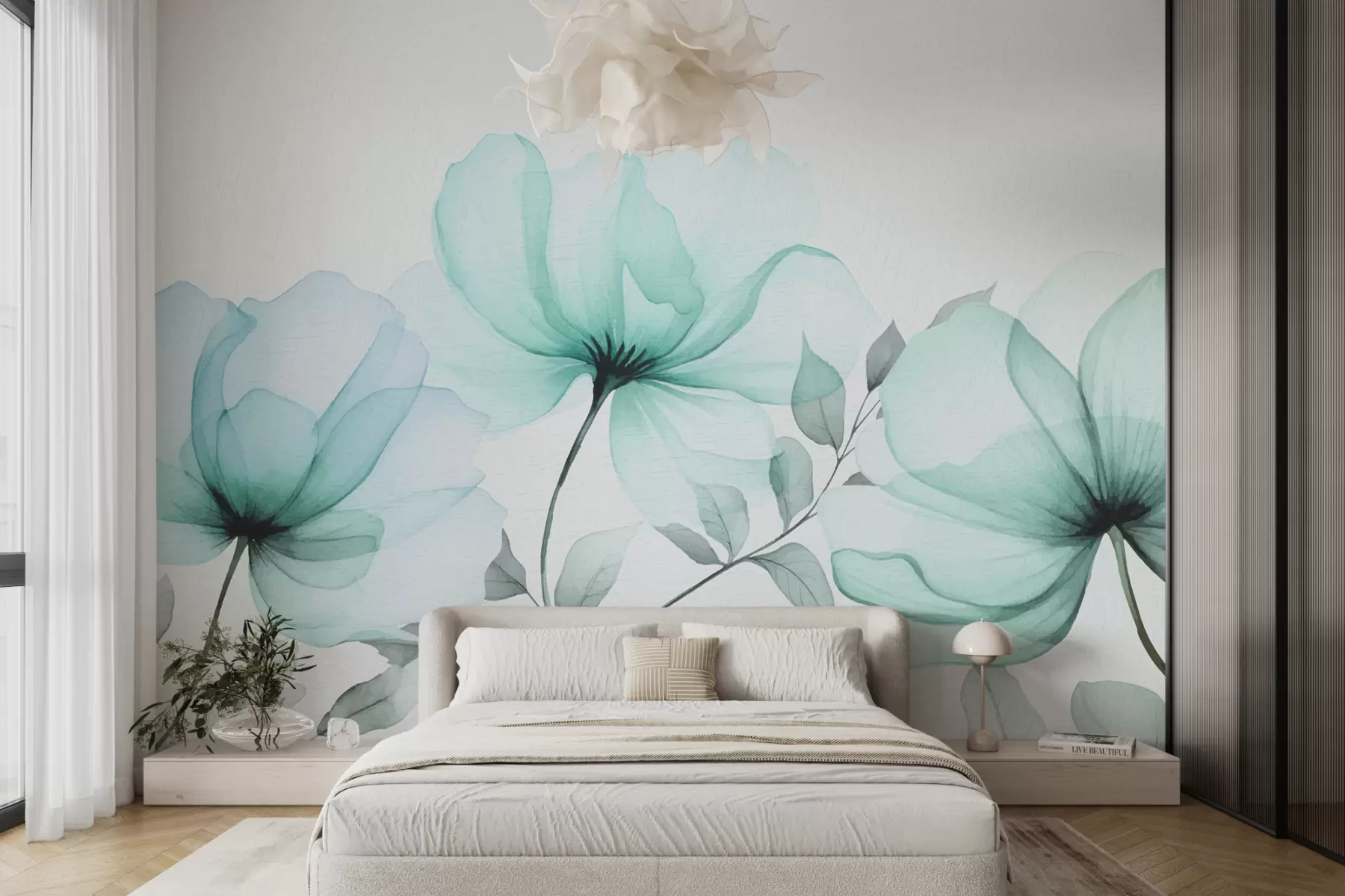 wall murals велики плави акварел цветови w07956v1