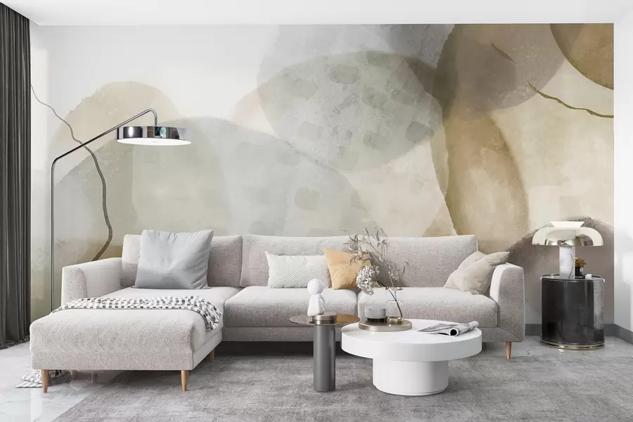 wall murals Меки, акварел апстрактни облици у нијансама браон, сепије и беле w07926v1