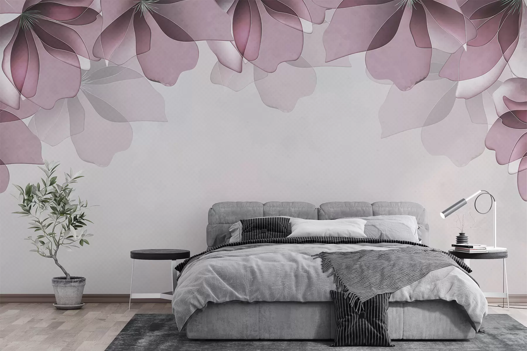 wall murals велики провидни ружичасти цветови w08041